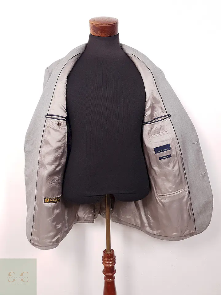 Blazer Eduard Dressler Loro Piana Plomo Espiga 100% Lana Virgen - Talla XL 13