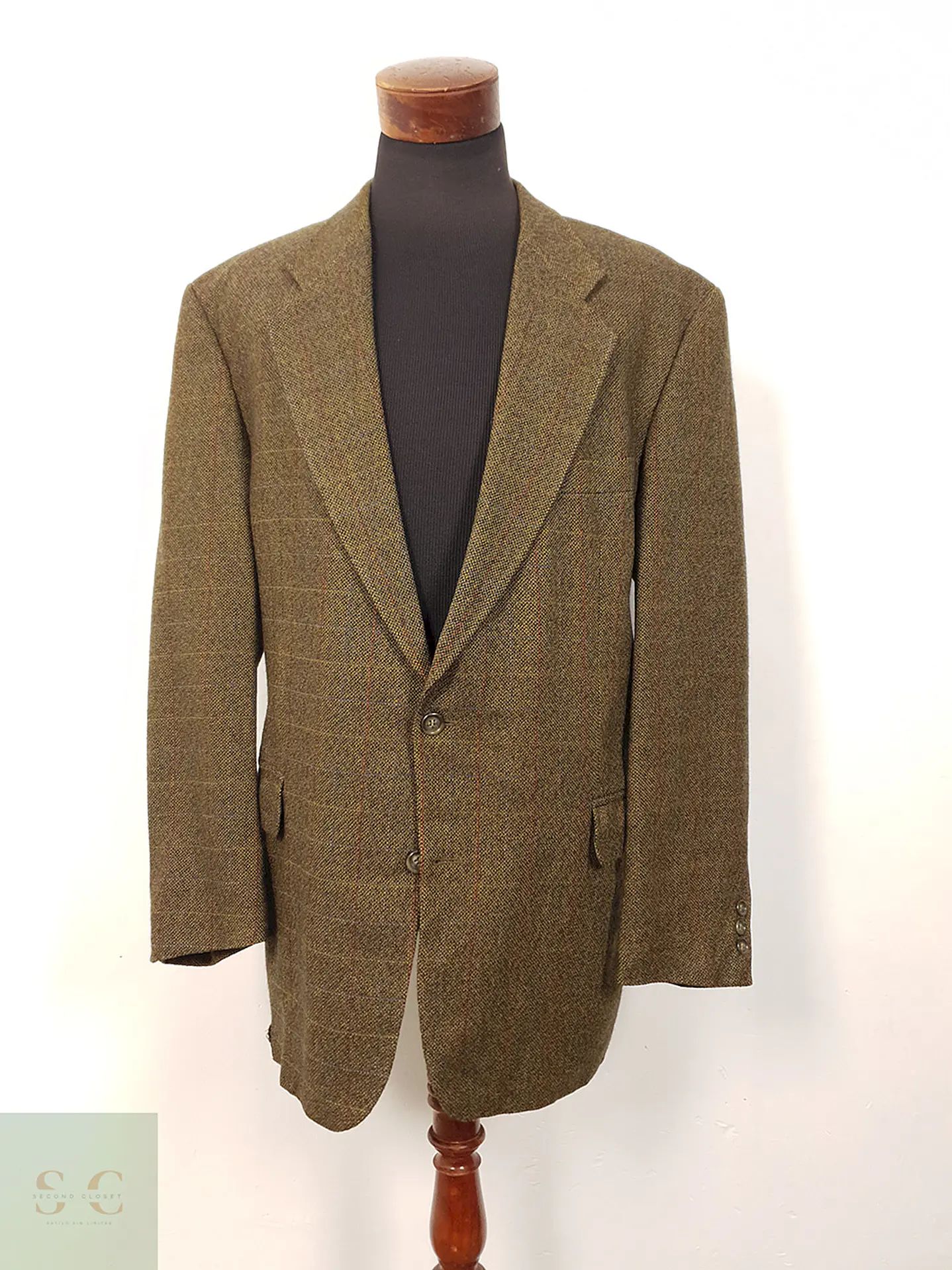 Blazer Franco Callegari Verde Café Viscosa y Lino - Talla XXL 1