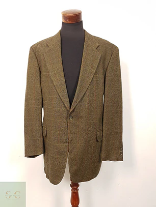 Blazer Franco Callegari Verde Café Viscosa y Lino - Talla XXL