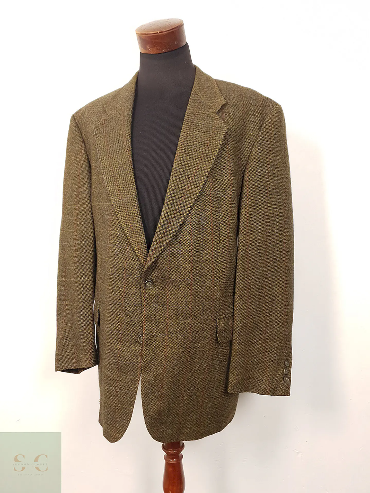 Blazer Franco Callegari Verde Café Viscosa y Lino - Talla XXL 2