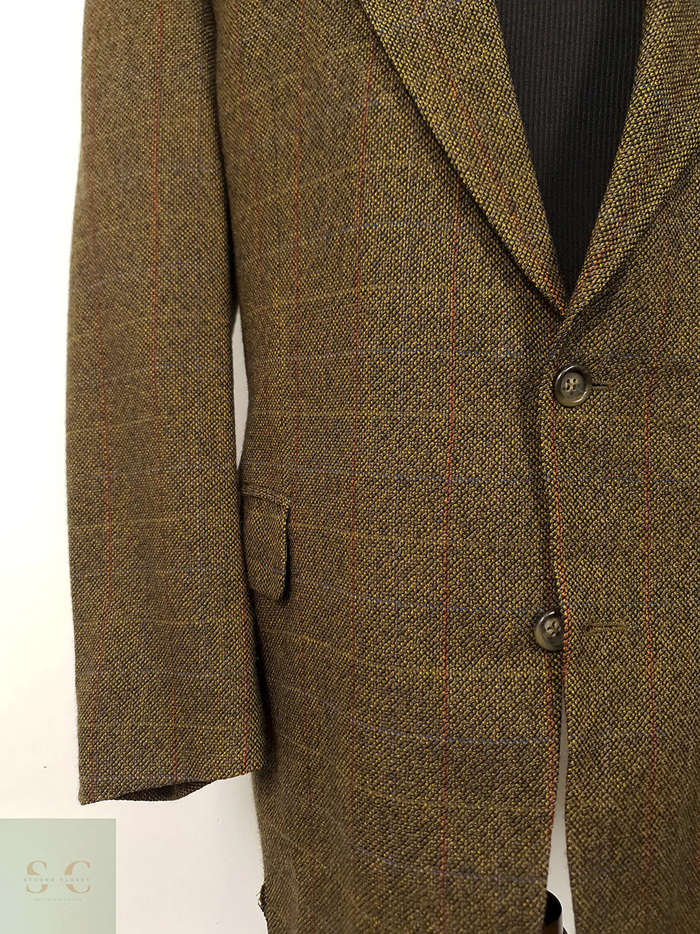 Blazer Franco Callegari Verde Café Viscosa y Lino - Talla XXL 3