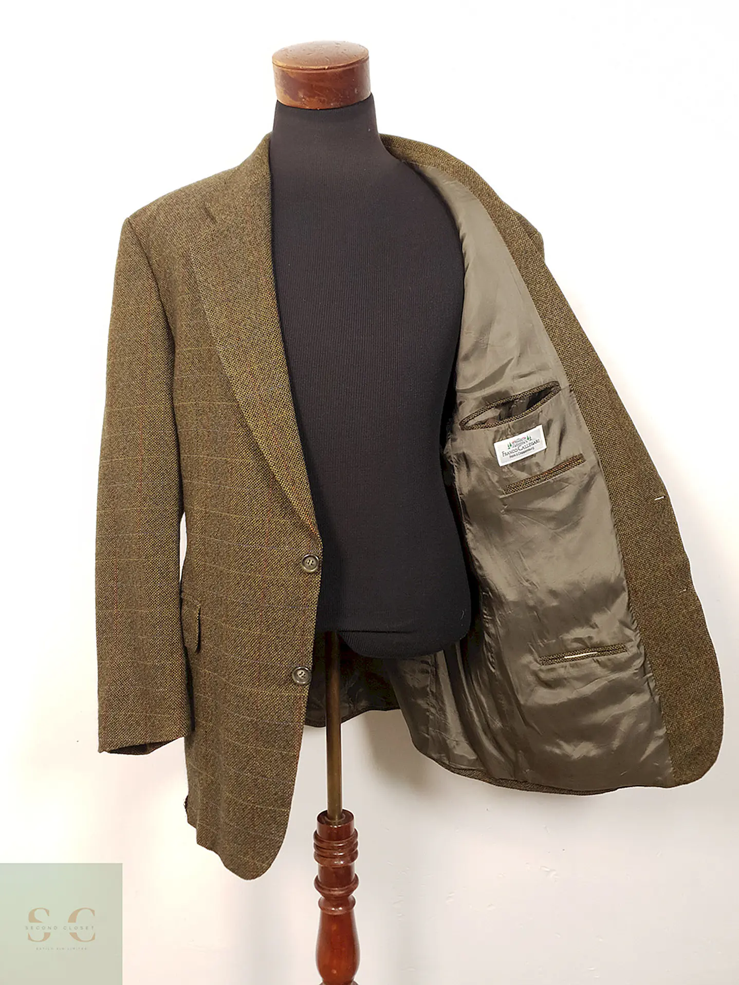 Blazer Franco Callegari Verde Café Viscosa y Lino - Talla XXL 10