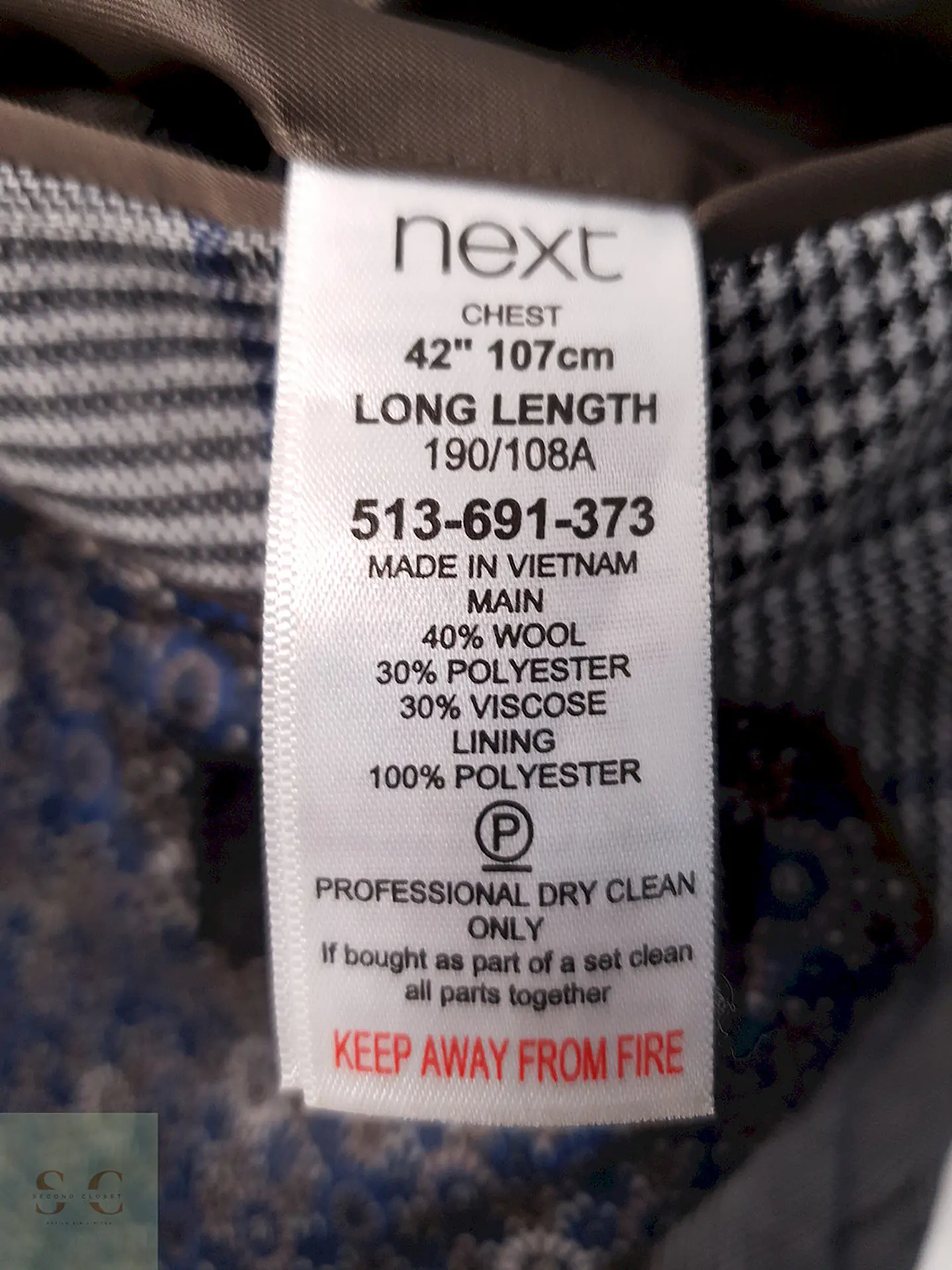 Blazer Next Plomo Príncipe de Gales - Talla M 8