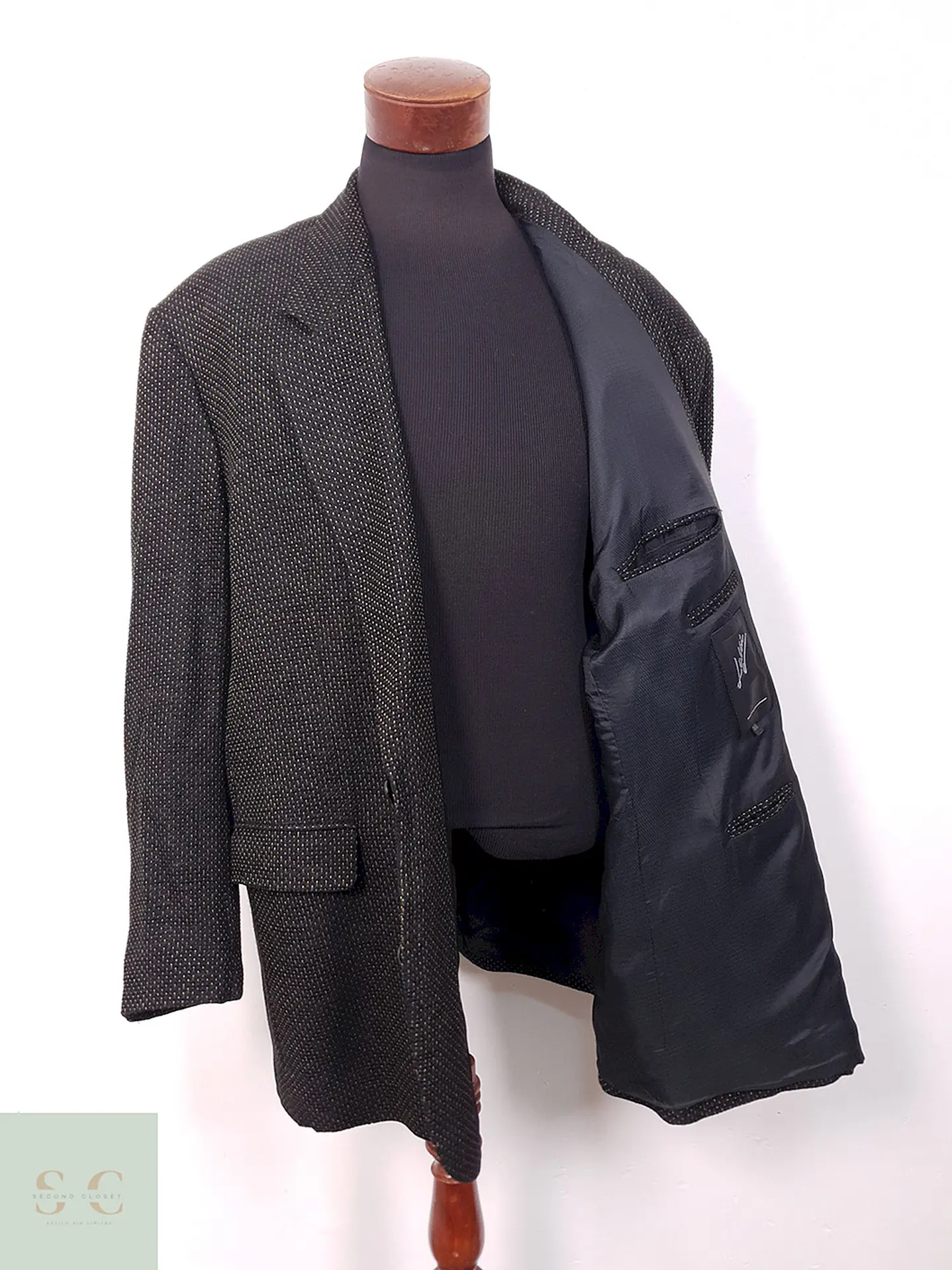 Blazer Lavis Negro con Puntos Naranja - Talla 3XL 10