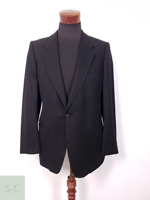 Blazer Formal Negro 1 Botón Lana Virgen Cashmere - Talla SM