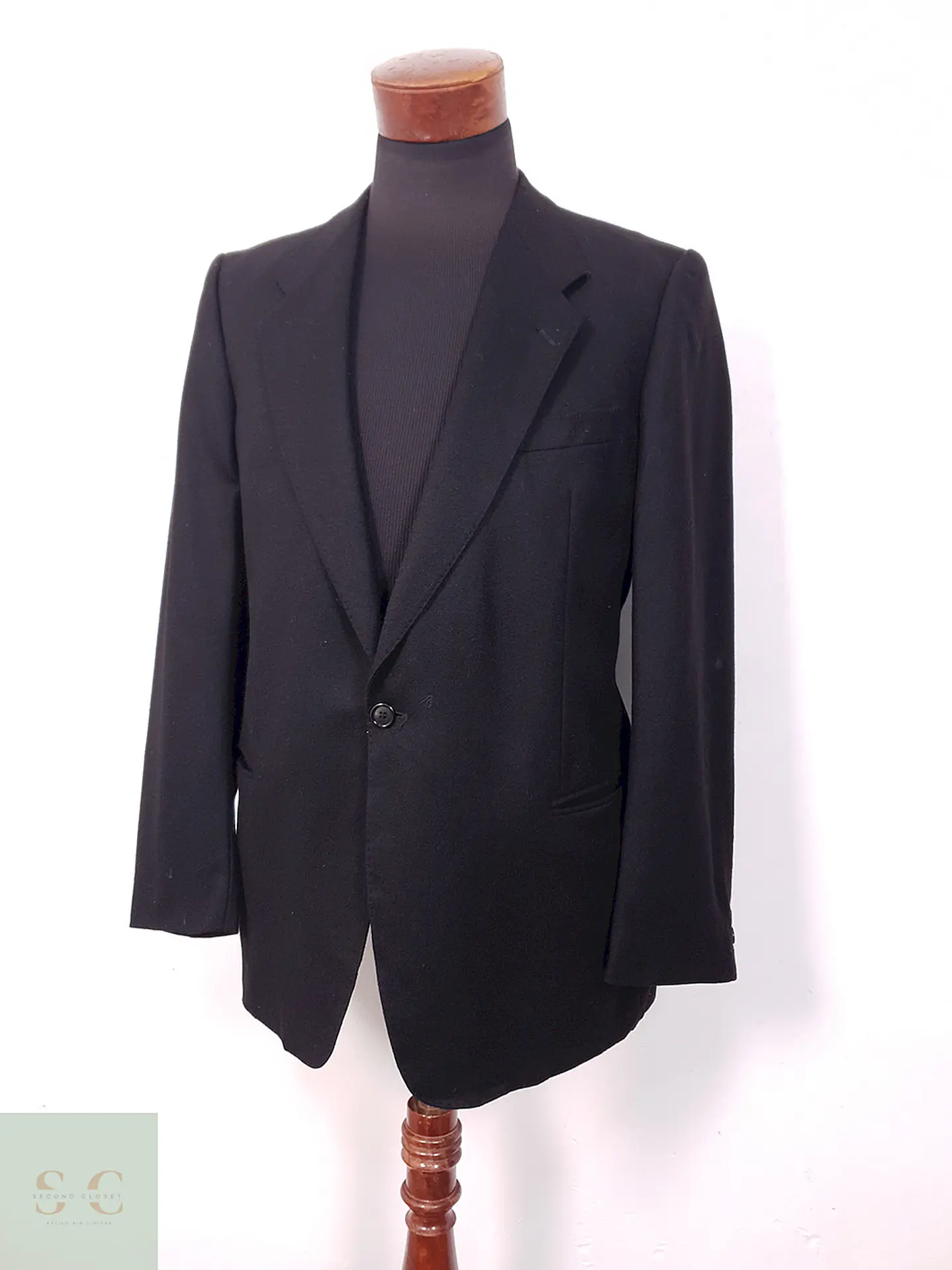 Blazer Formal Negro 1 Botón Lana Virgen Cashmere - Talla SM 2