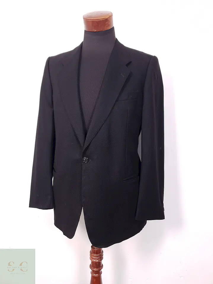 Blazer Formal Negro 1 Botón Lana Virgen Cashmere - Talla SM 2