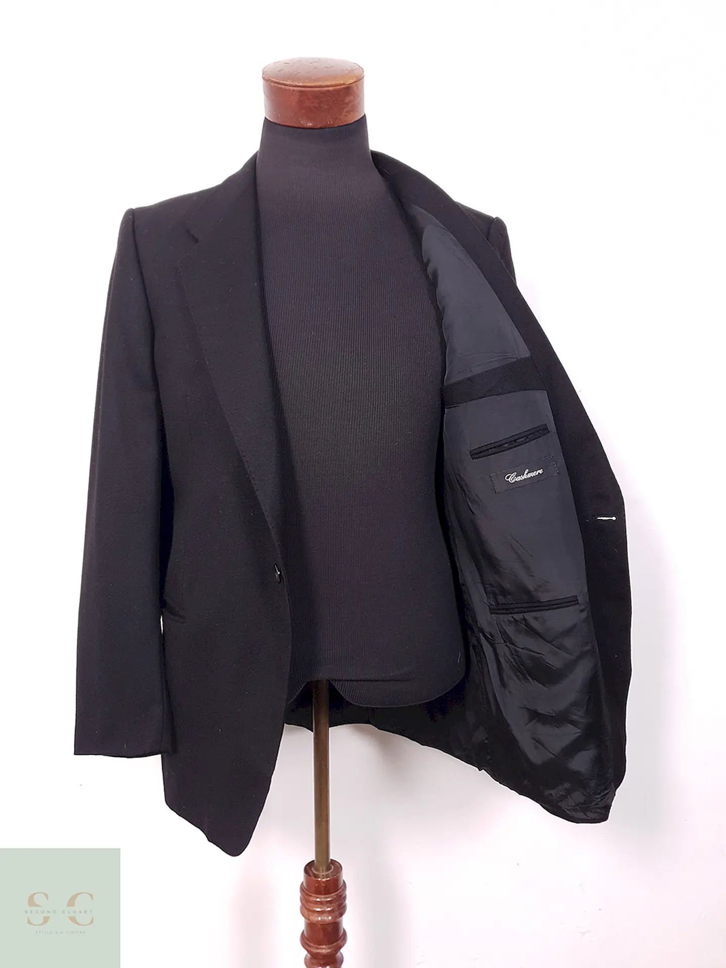 Blazer Formal Negro 1 Botón Lana Virgen Cashmere - Talla SM 9