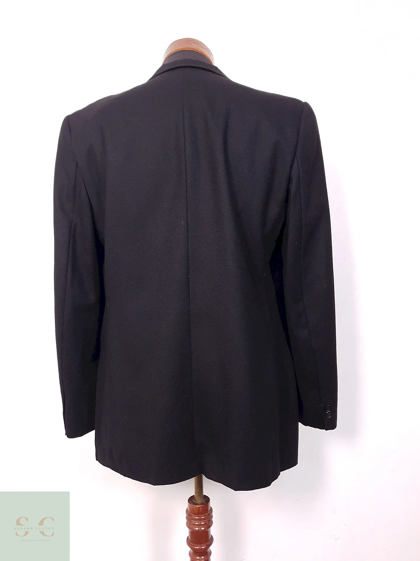 Blazer Formal Negro 1 Botón Lana Virgen Cashmere - Talla SM 10