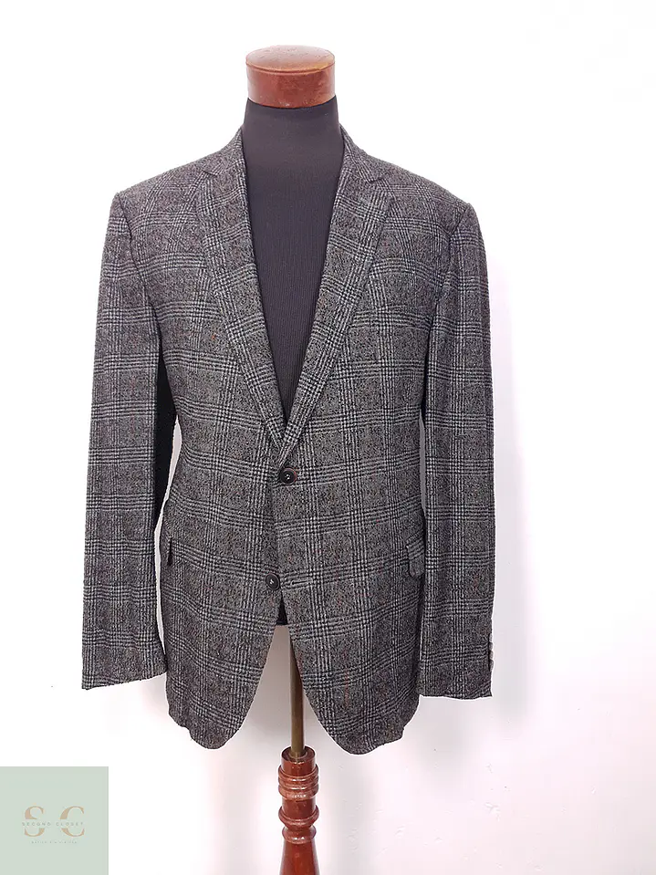 Blazer Carl Gross Príncipe de Gales Plomo Mezcla Lana - Talla XL 1