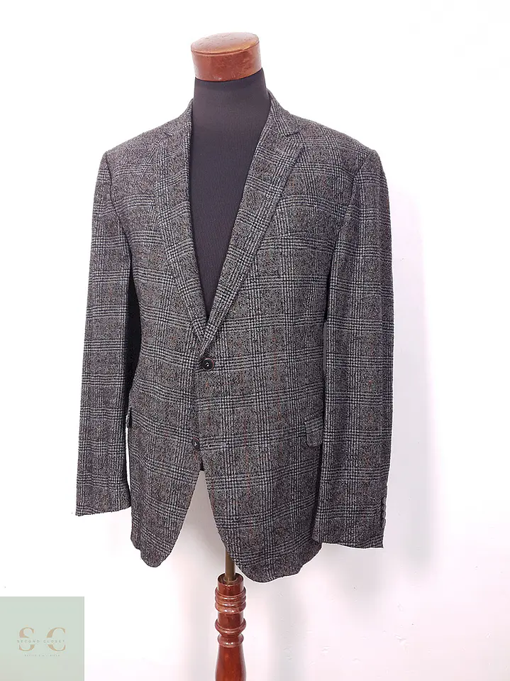 Blazer Carl Gross Príncipe de Gales Plomo Mezcla Lana - Talla XL 2