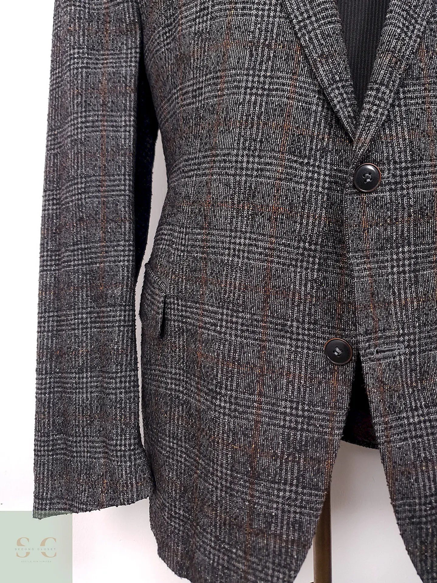 Blazer Carl Gross Príncipe de Gales Plomo Mezcla Lana - Talla XL 3