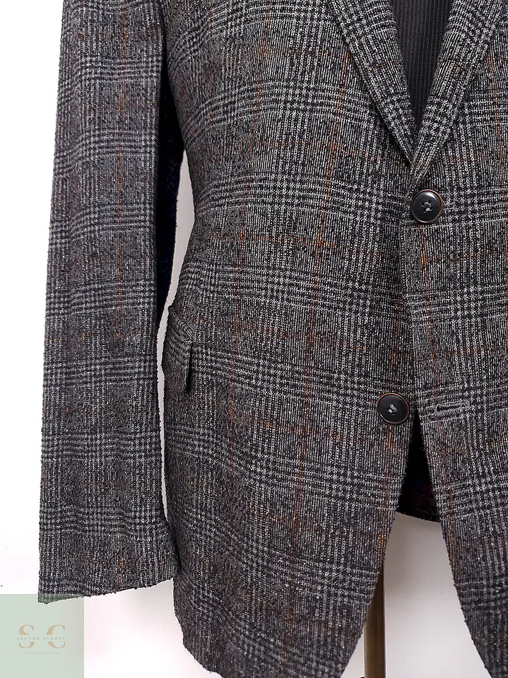 Blazer Carl Gross Príncipe de Gales Plomo Mezcla Lana - Talla XL 3