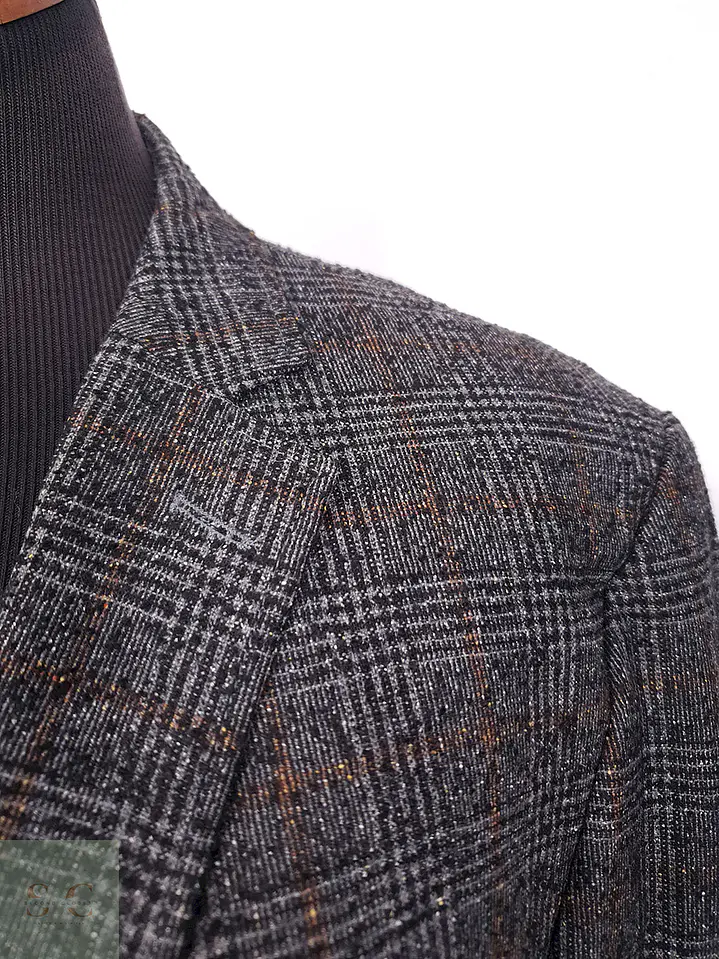 Blazer Carl Gross Príncipe de Gales Plomo Mezcla Lana - Talla XL 5