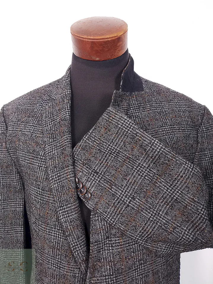 Blazer Carl Gross Príncipe de Gales Plomo Mezcla Lana - Talla XL 6