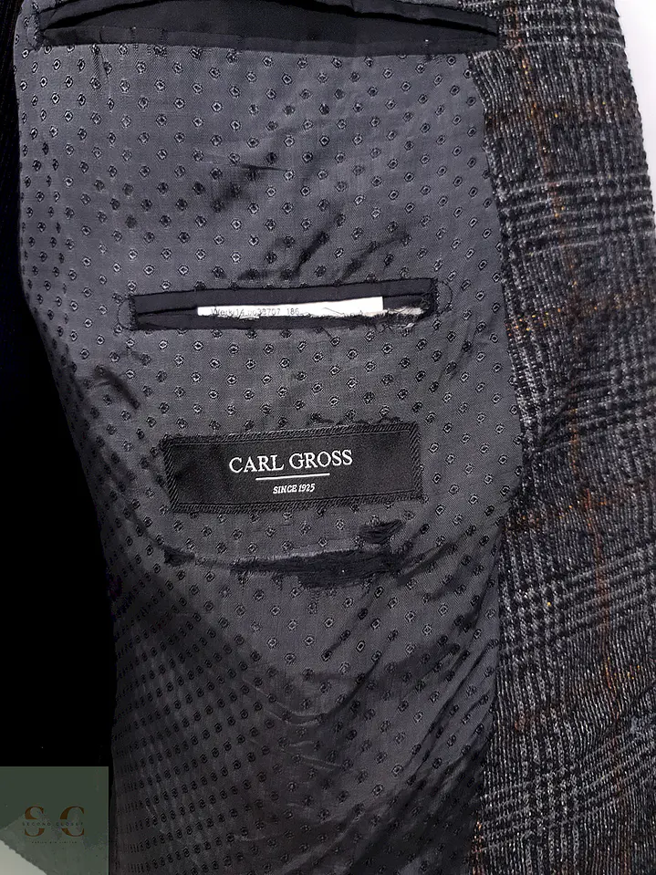 Blazer Carl Gross Príncipe de Gales Plomo Mezcla Lana - Talla XL 7
