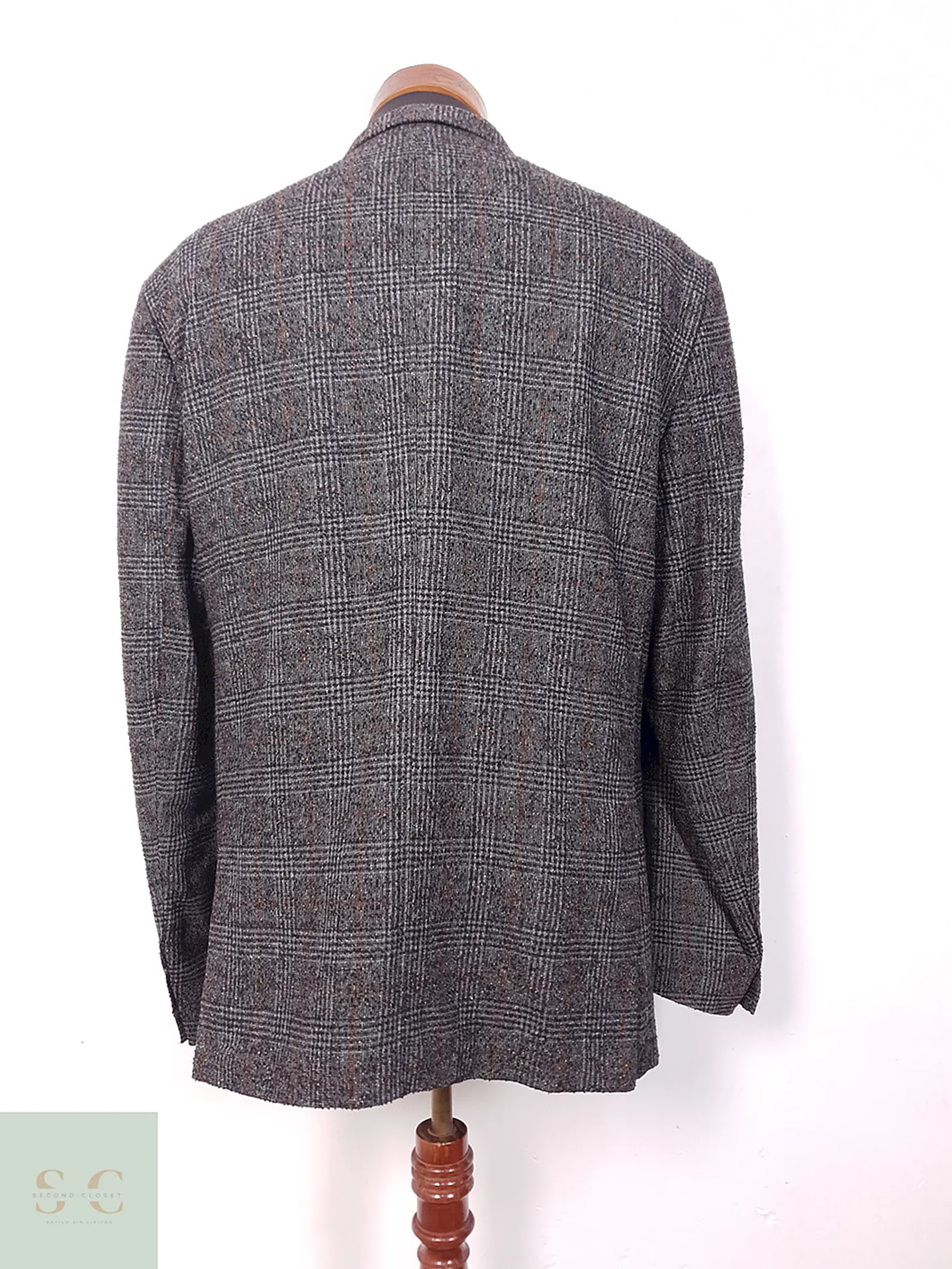 Blazer Carl Gross Príncipe de Gales Plomo Mezcla Lana - Talla XL 10