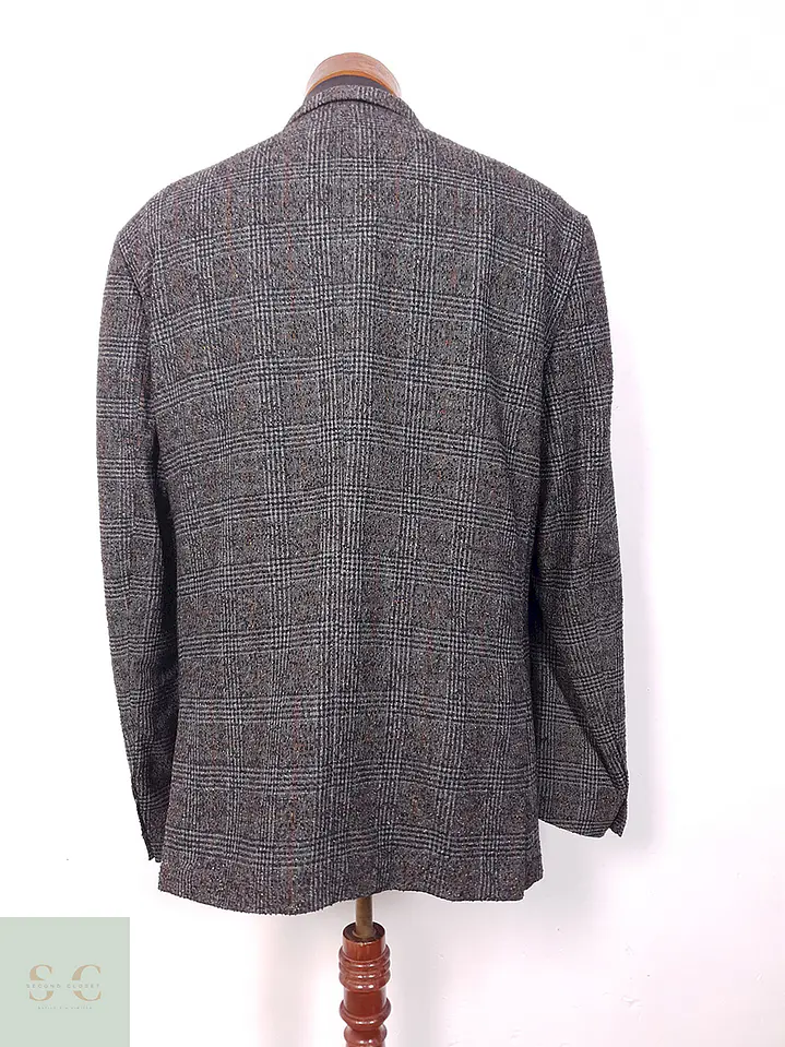 Blazer Carl Gross Príncipe de Gales Plomo Mezcla Lana - Talla XL 10
