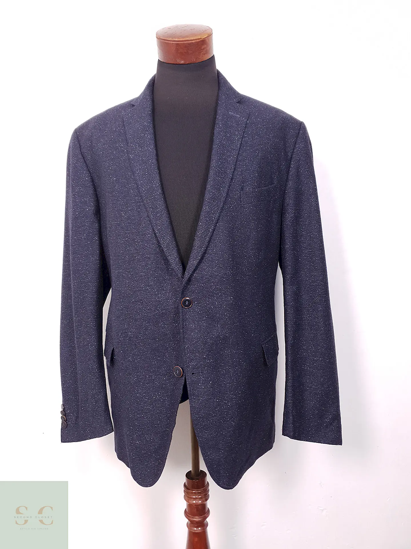 Blazer Carl Gross Azul Mezcla Lana Virgen y Seda - Talla XL 1