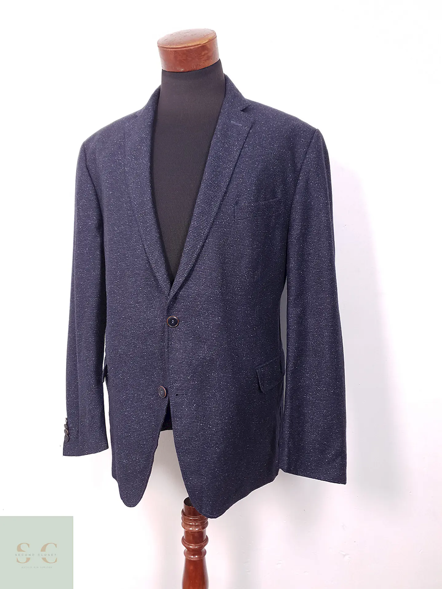 Blazer Carl Gross Azul Mezcla Lana Virgen y Seda - Talla XL 2