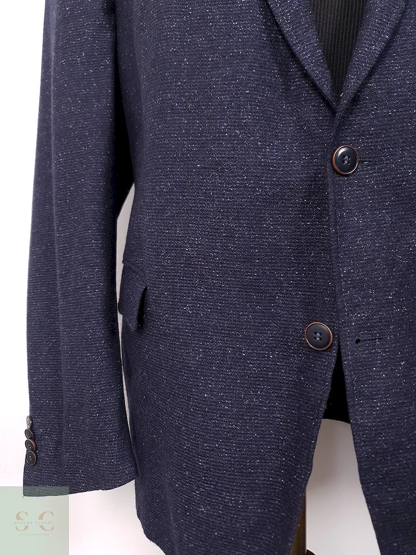 Blazer Carl Gross Azul Mezcla Lana Virgen y Seda - Talla XL 3