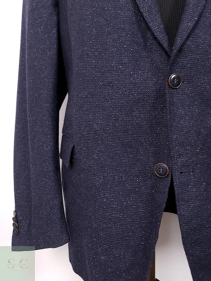 Blazer Carl Gross Azul Mezcla Lana Virgen y Seda - Talla XL 3