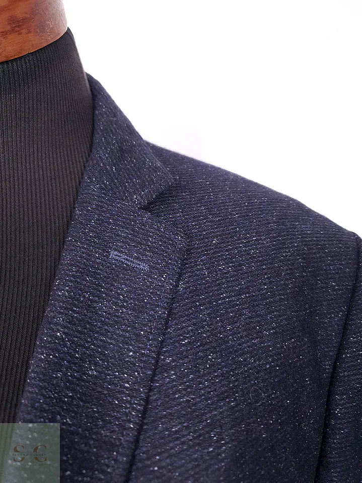 Blazer Carl Gross Azul Mezcla Lana Virgen y Seda - Talla XL 5