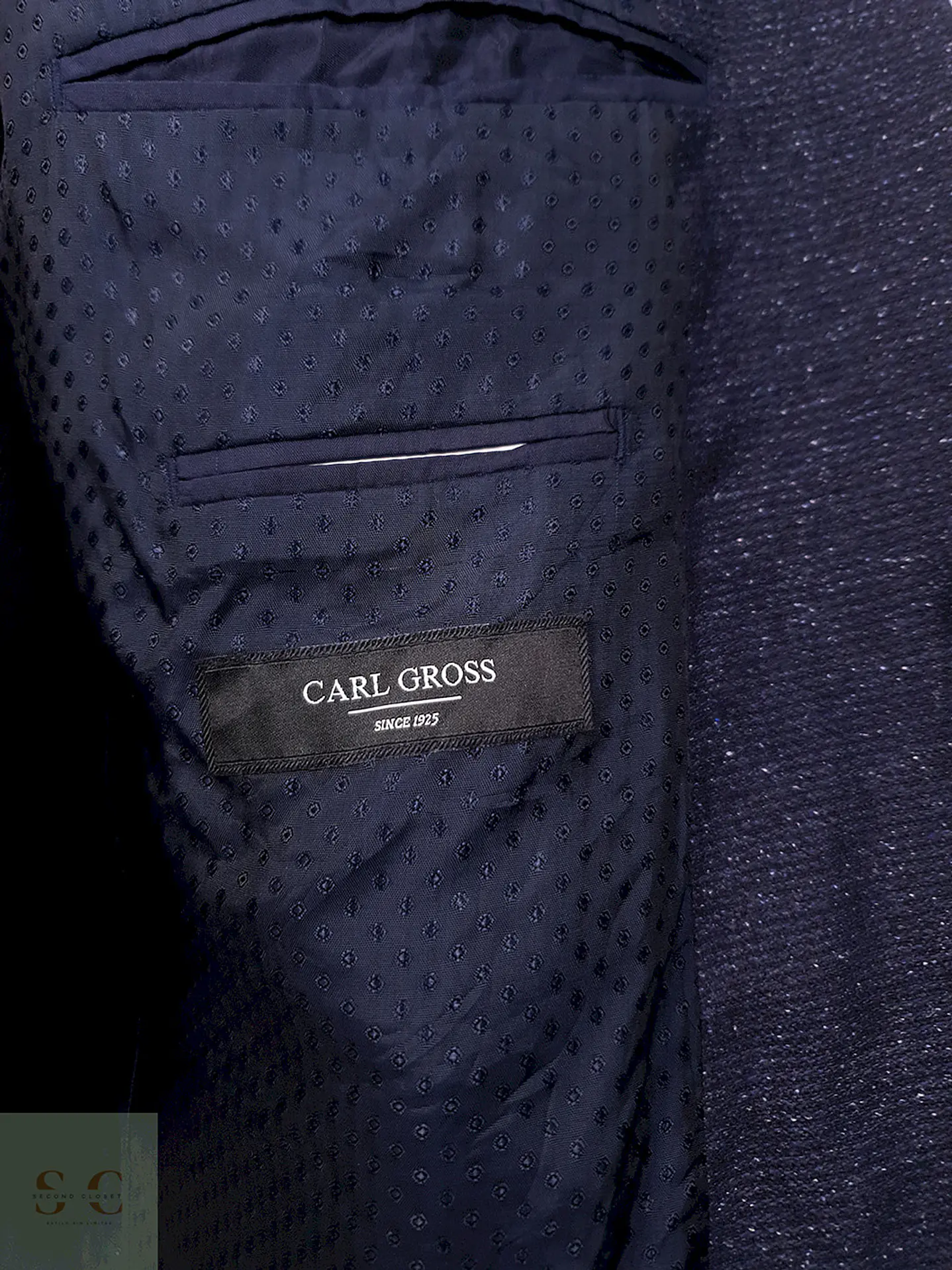 Blazer Carl Gross Azul Mezcla Lana Virgen y Seda - Talla XL 7