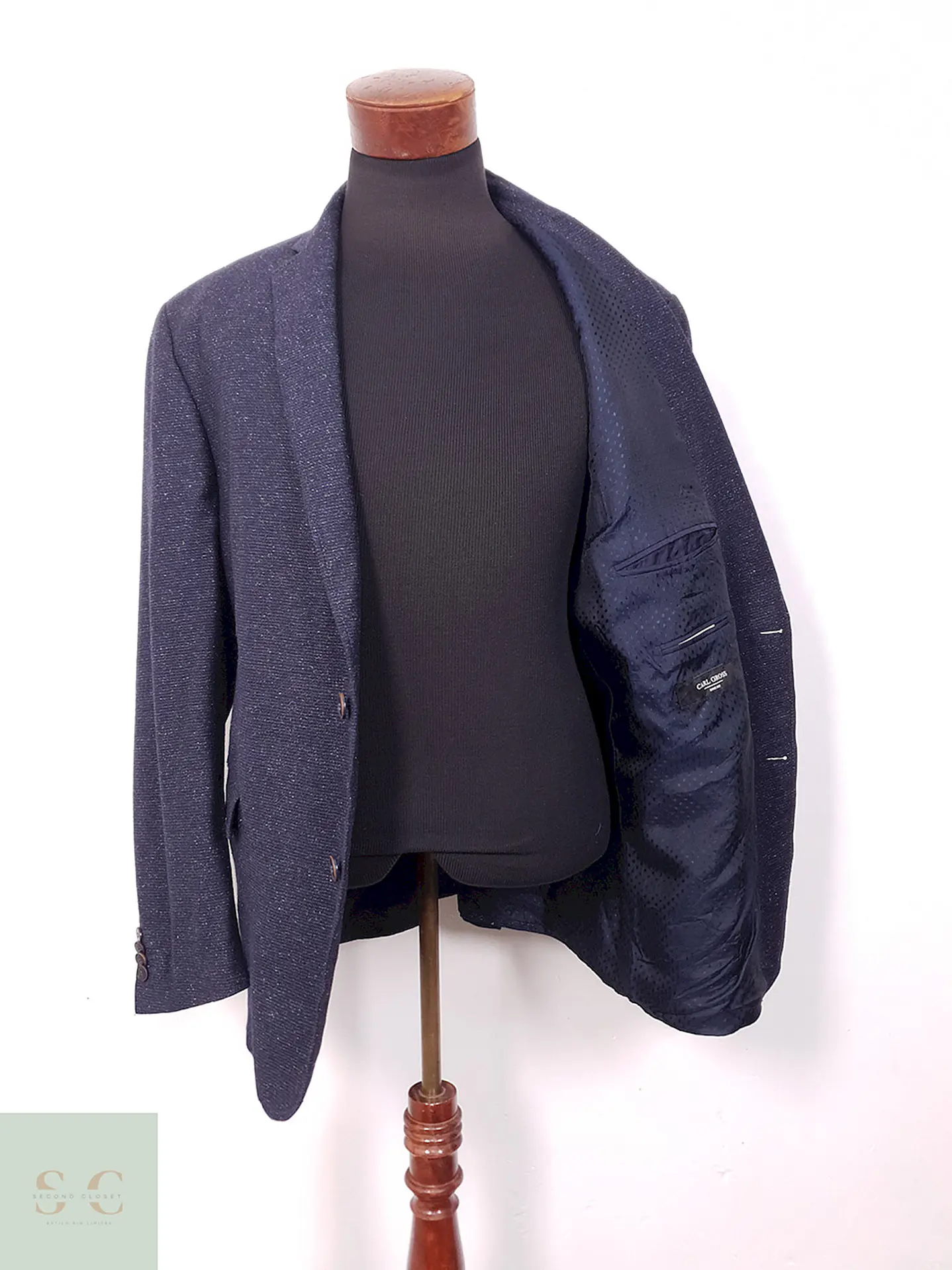 Blazer Carl Gross Azul Mezcla Lana Virgen y Seda - Talla XL 9