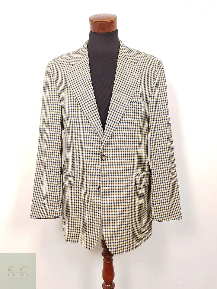 Blazer Lenox Café Beige Azul 100% Lana Virgen - Talla LXL 1