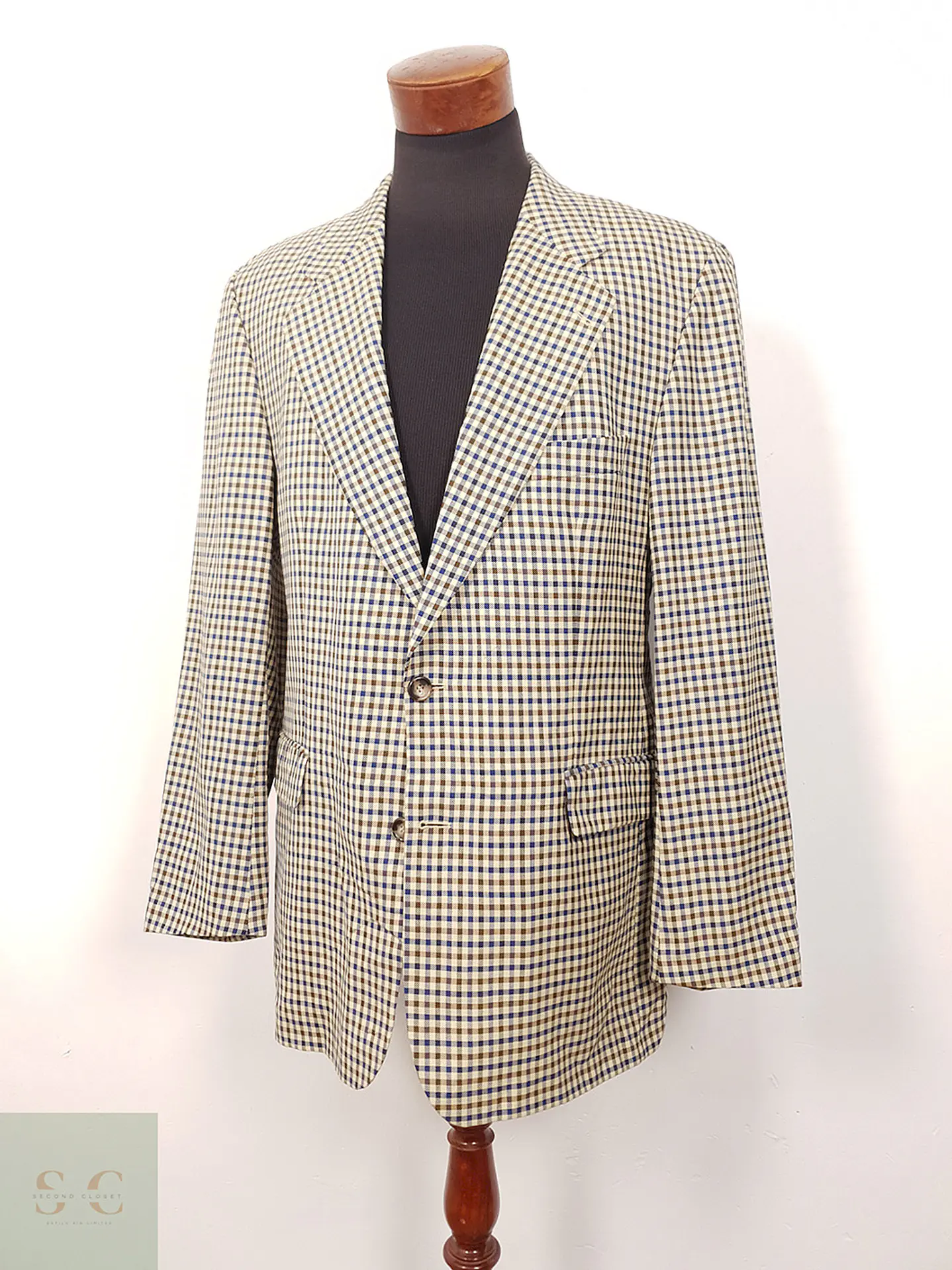 Blazer Lenox Café Beige Azul 100% Lana Virgen - Talla LXL 2