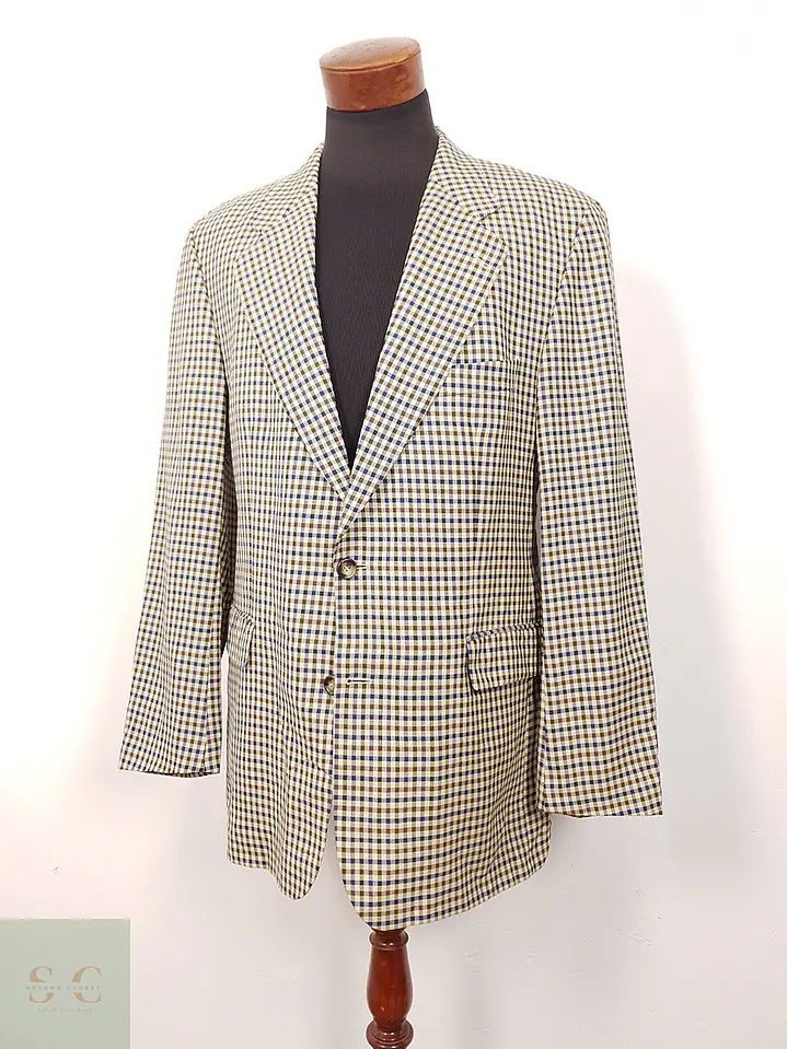 Blazer Lenox Café Beige Azul 100% Lana Virgen - Talla LXL 2