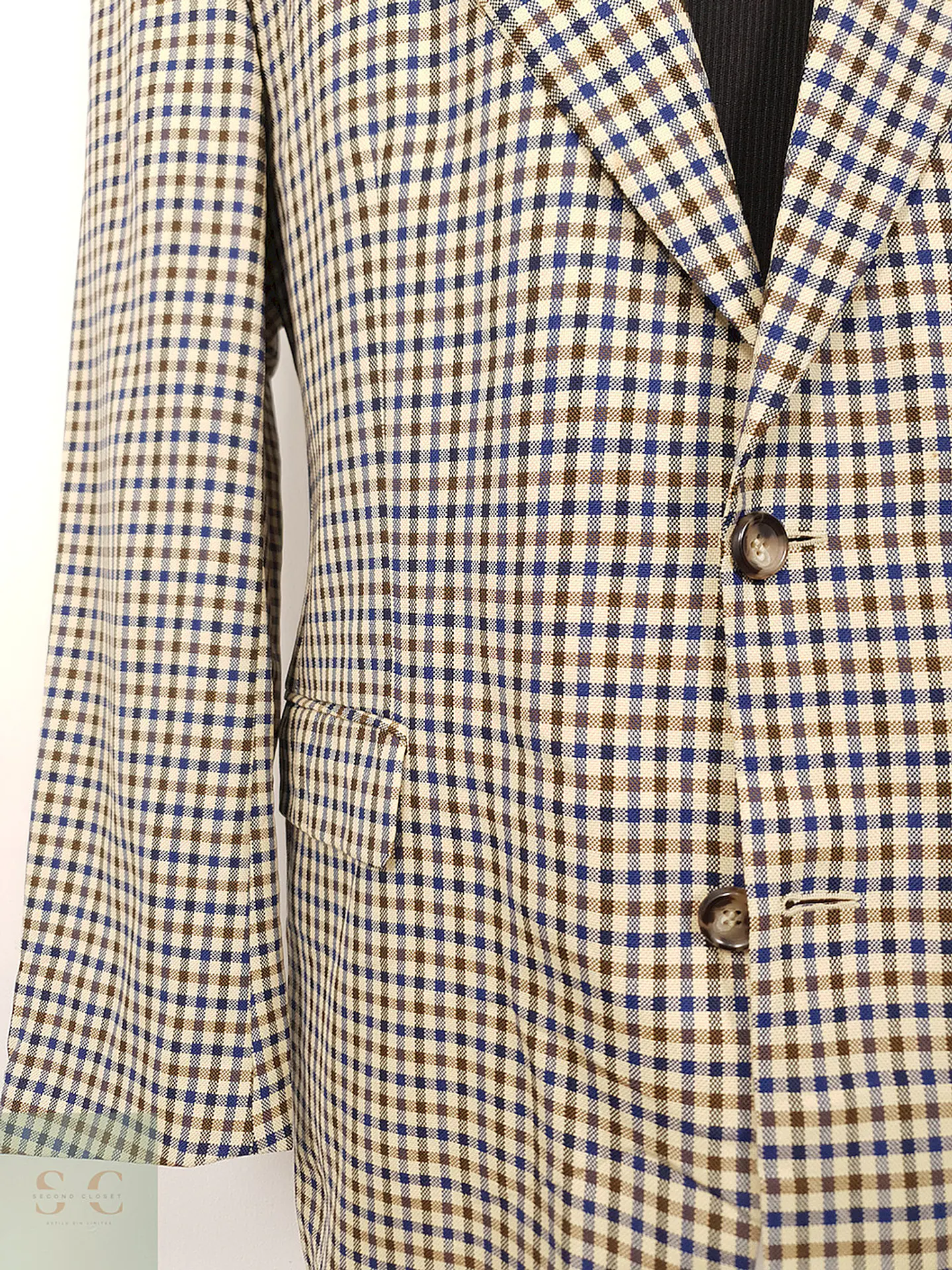Blazer Lenox Café Beige Azul 100% Lana Virgen - Talla LXL 3