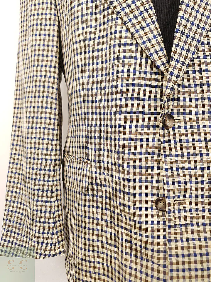 Blazer Lenox Café Beige Azul 100% Lana Virgen - Talla LXL 3