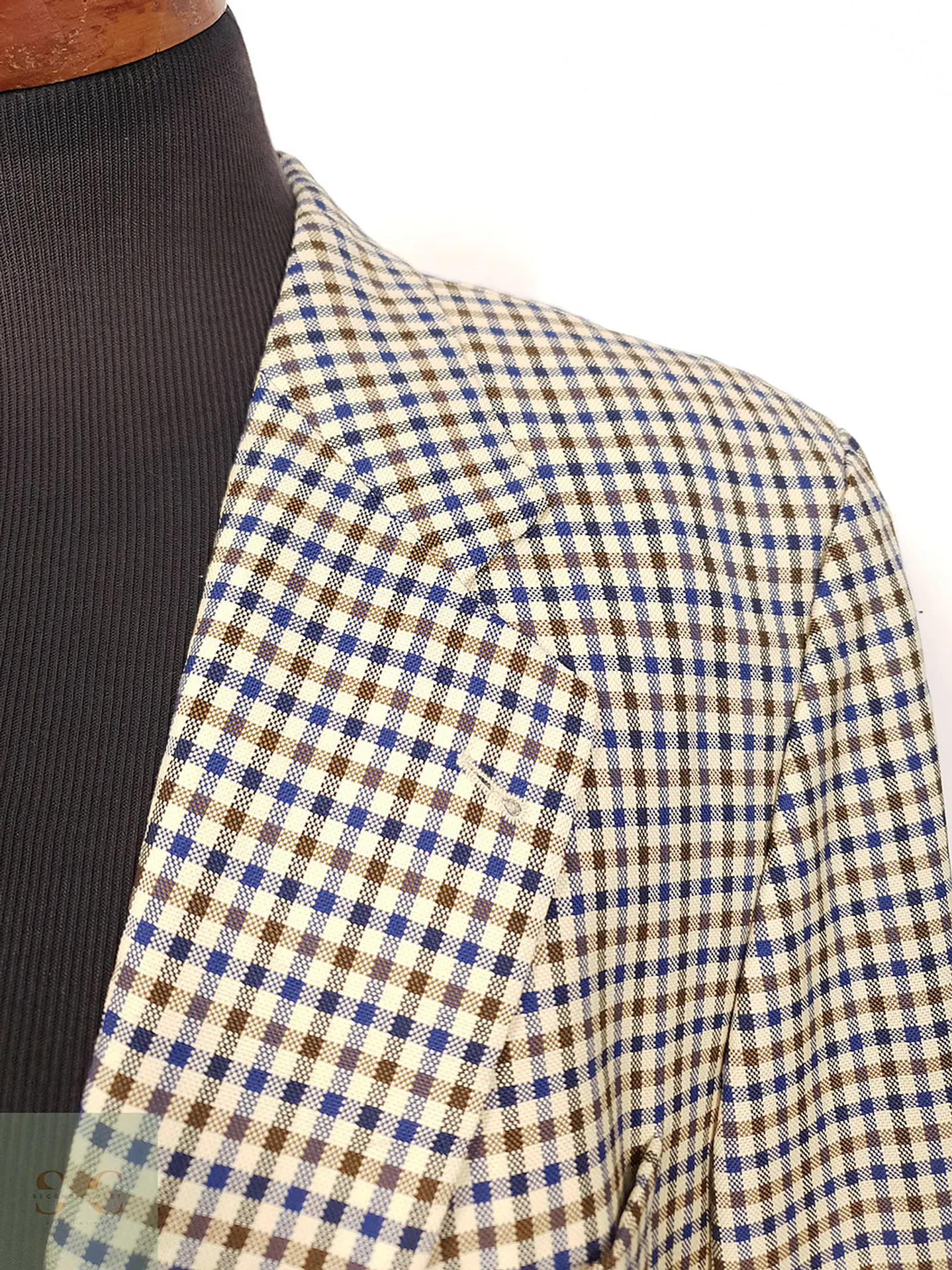 Blazer Lenox Café Beige Azul 100% Lana Virgen - Talla LXL 5