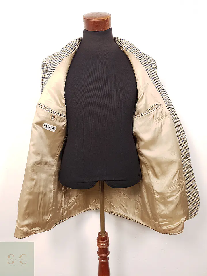 Blazer Lenox Café Beige Azul 100% Lana Virgen - Talla LXL 10