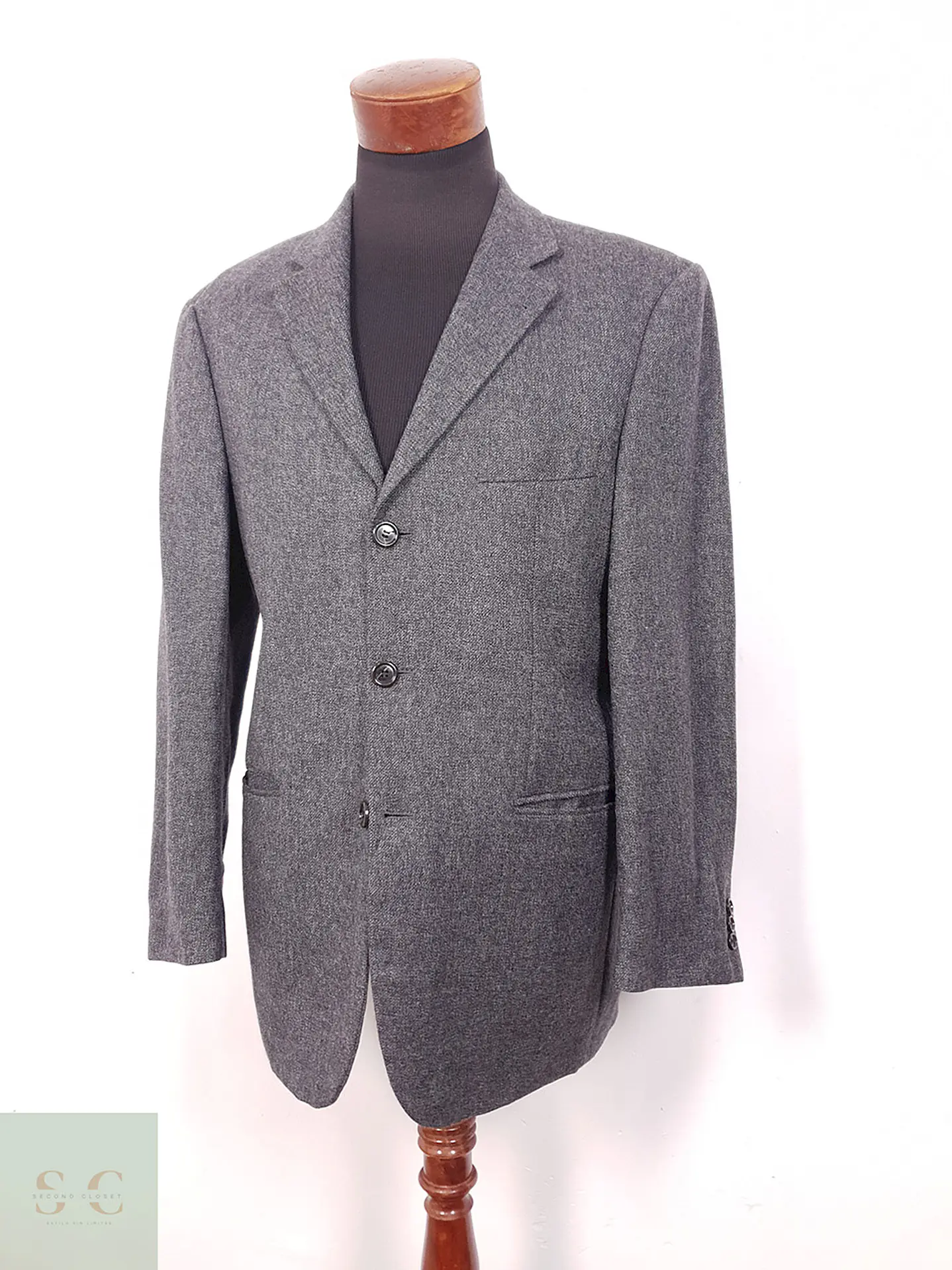 Blazer Vintage Plomo 100% Lana Virgen - Talla L 2