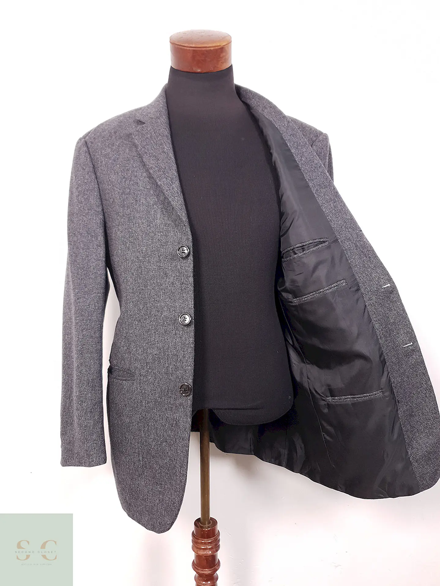 Blazer Vintage Plomo 100% Lana Virgen - Talla L 6