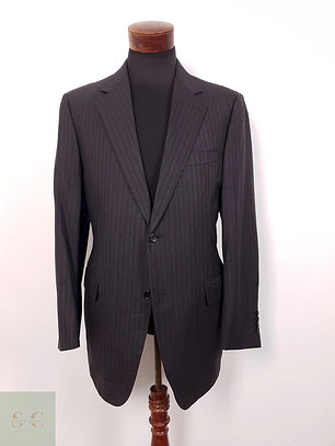 Blazer Canali Negro Raya Diplomática Lana Sastrería Italiana Talla L
