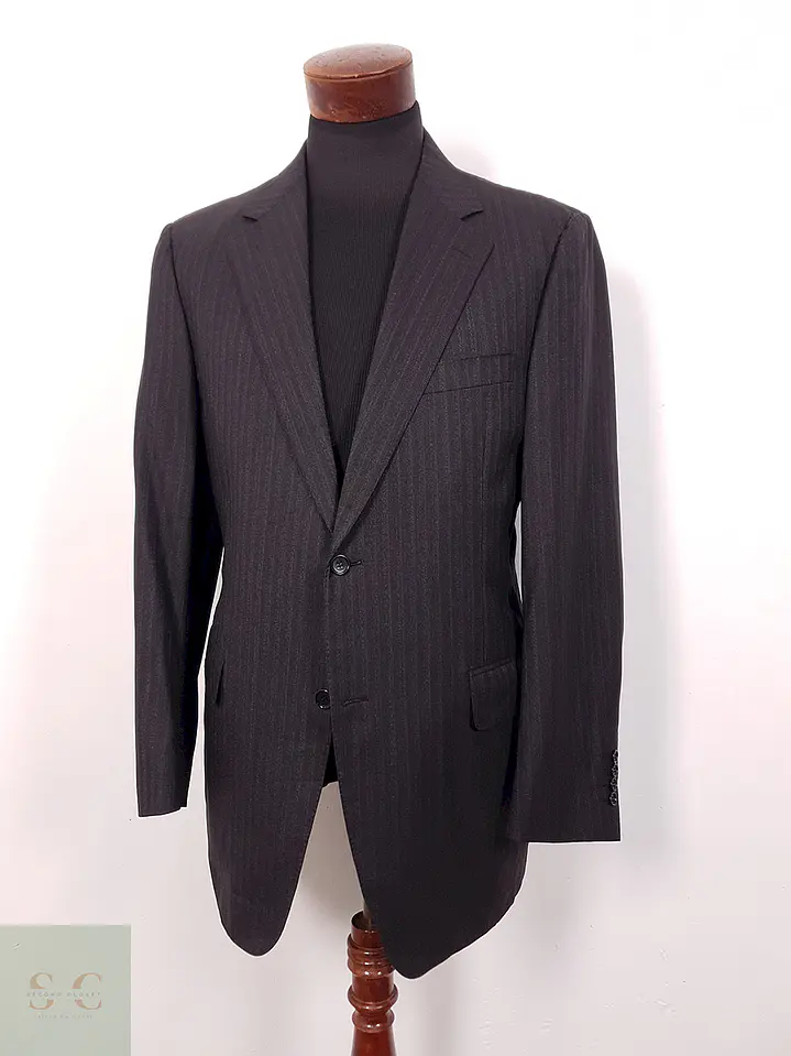 Blazer Canali Negro Raya Diplomática Lana Sastrería Italiana Talla L 2