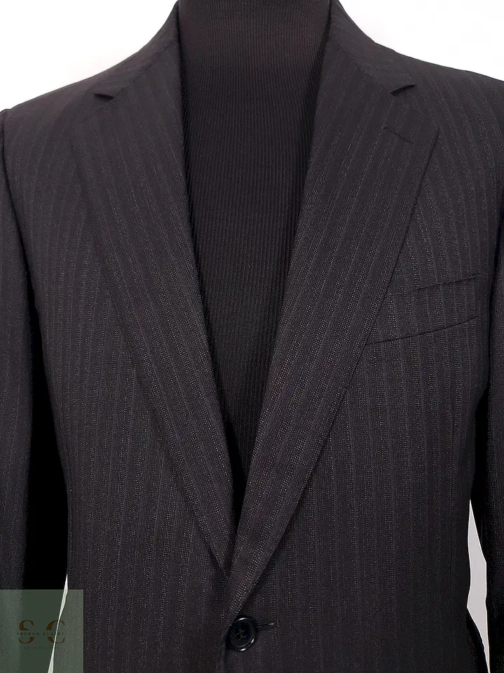 Blazer Canali Negro Raya Diplomática Lana Sastrería Italiana Talla L 4