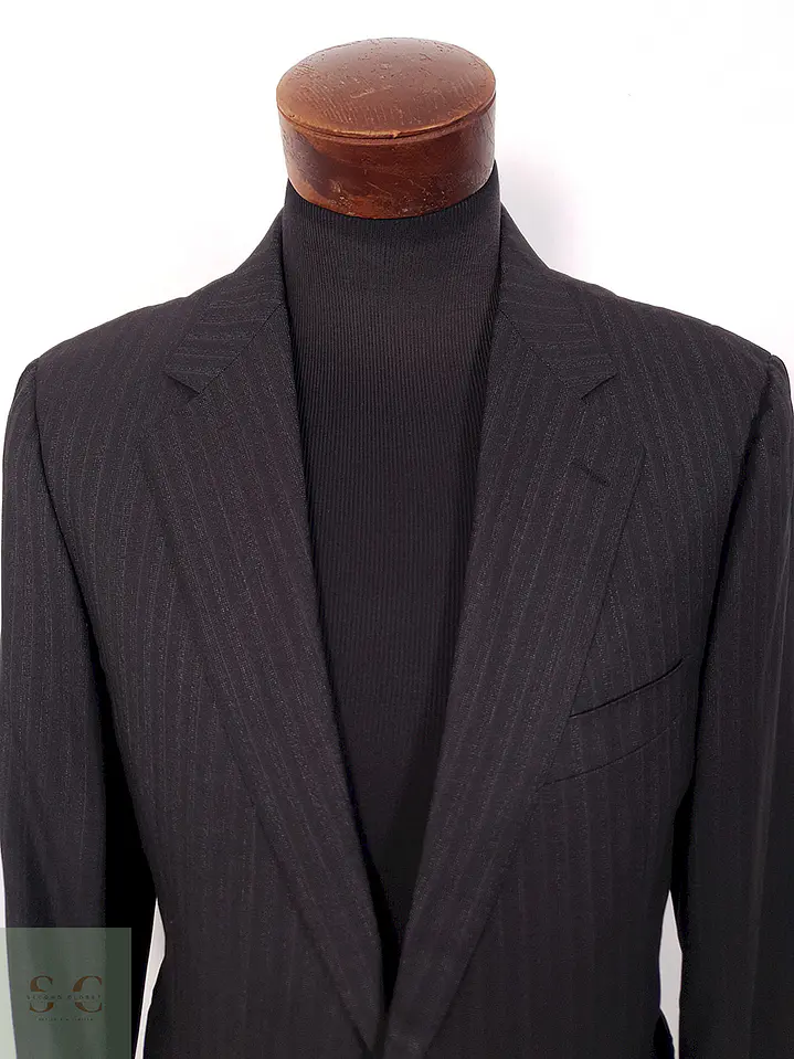 Blazer Canali Negro Raya Diplomática Lana Sastrería Italiana Talla L 5