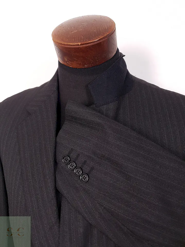 Blazer Canali Negro Raya Diplomática Lana Sastrería Italiana Talla L 6