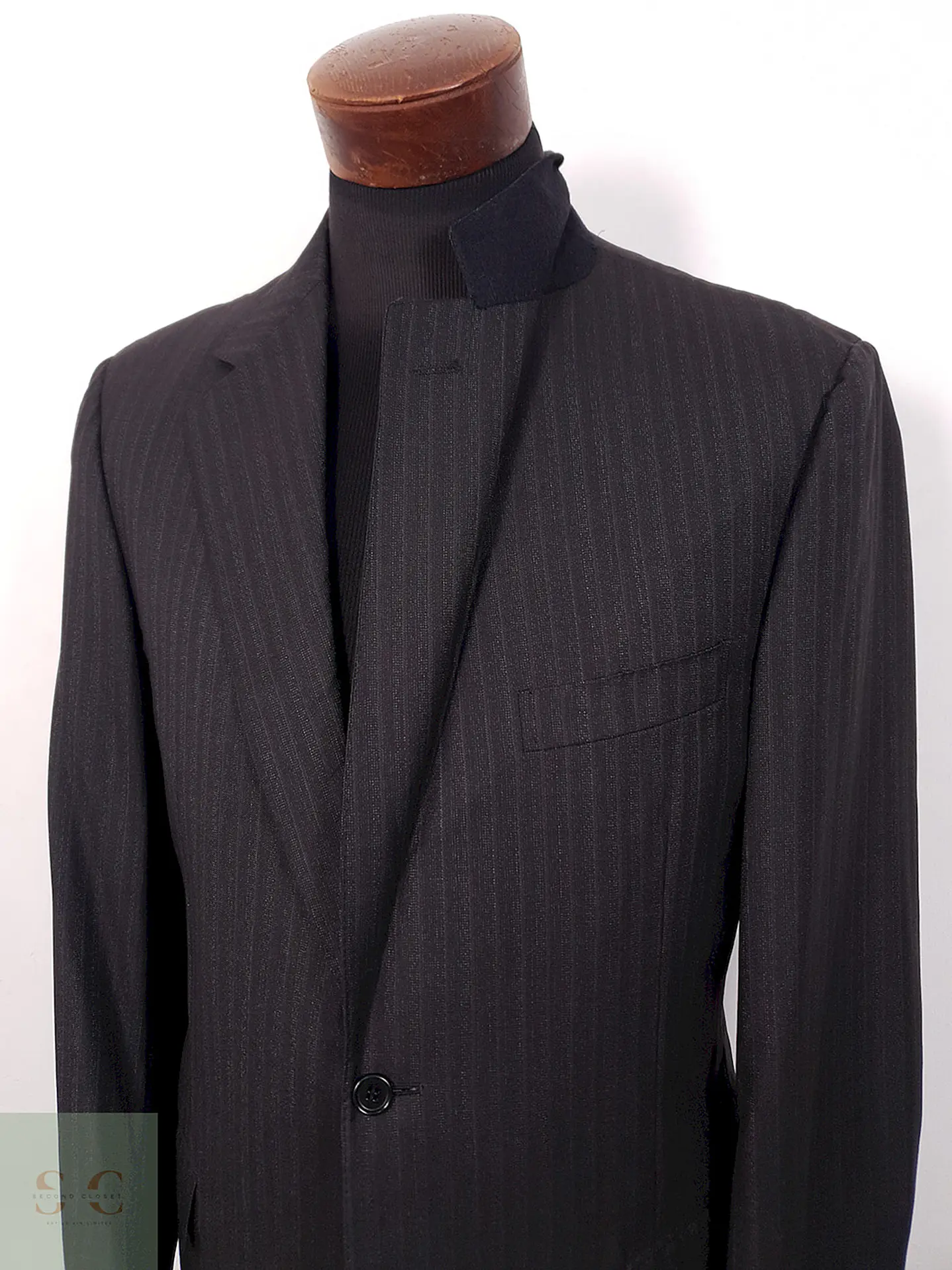 Blazer Canali Negro Raya Diplomática Lana Sastrería Italiana Talla L 7