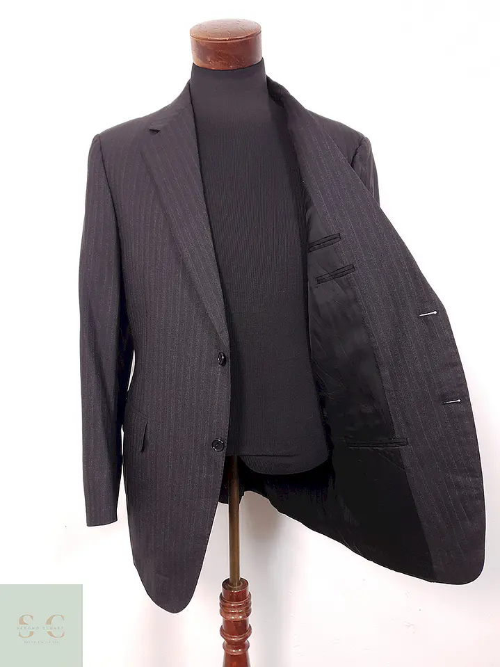 Blazer Canali Negro Raya Diplomática Lana Sastrería Italiana Talla L 9