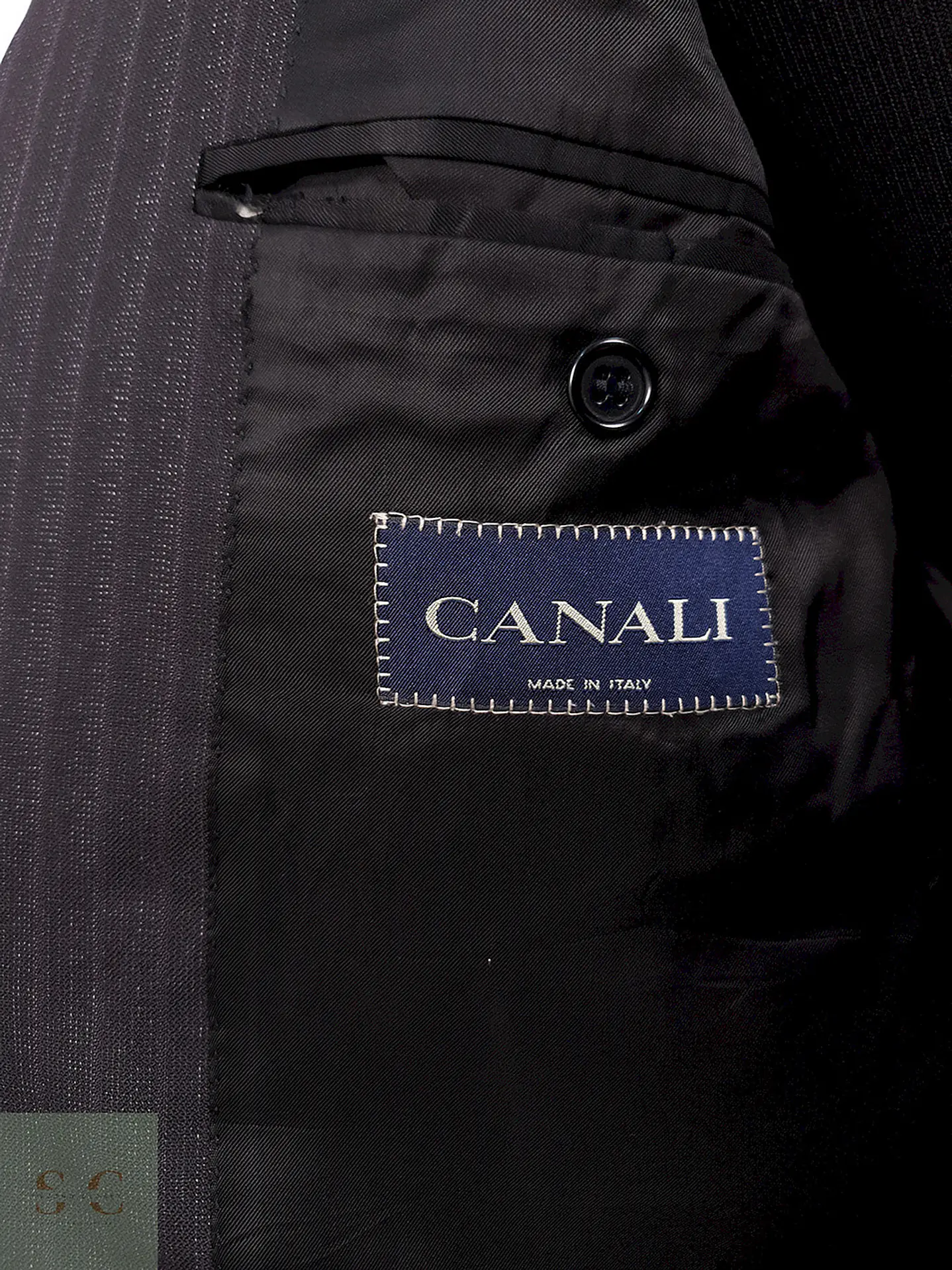 Blazer Canali Negro Raya Diplomática Lana Sastrería Italiana Talla L 10