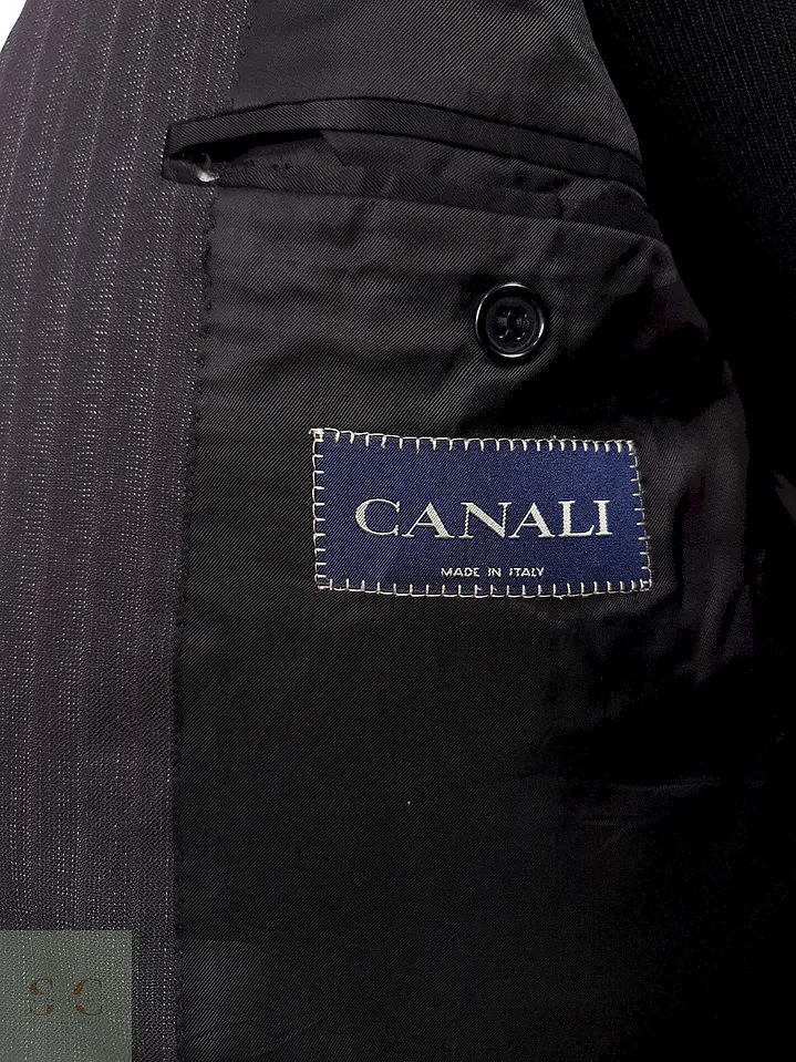 Blazer Canali Negro Raya Diplomática Lana Sastrería Italiana Talla L 10