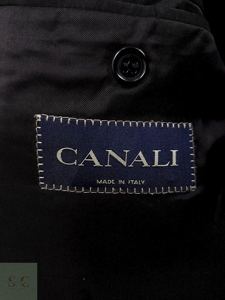 Blazer Canali Negro Raya Diplomática Lana Sastrería Italiana Talla L 11