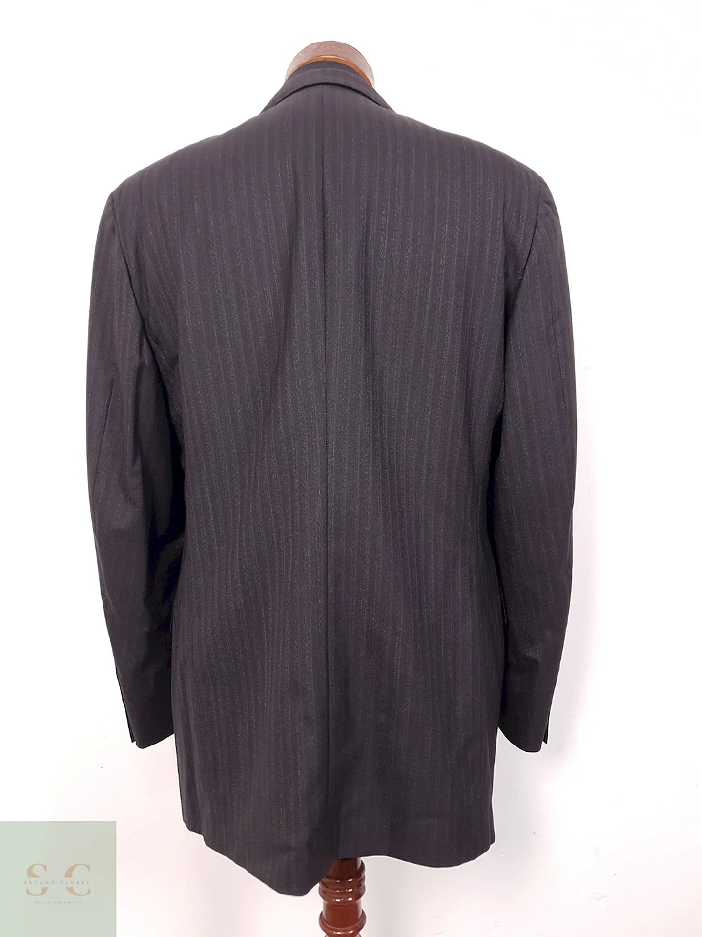 Blazer Canali Negro Raya Diplomática Lana Sastrería Italiana Talla L 15