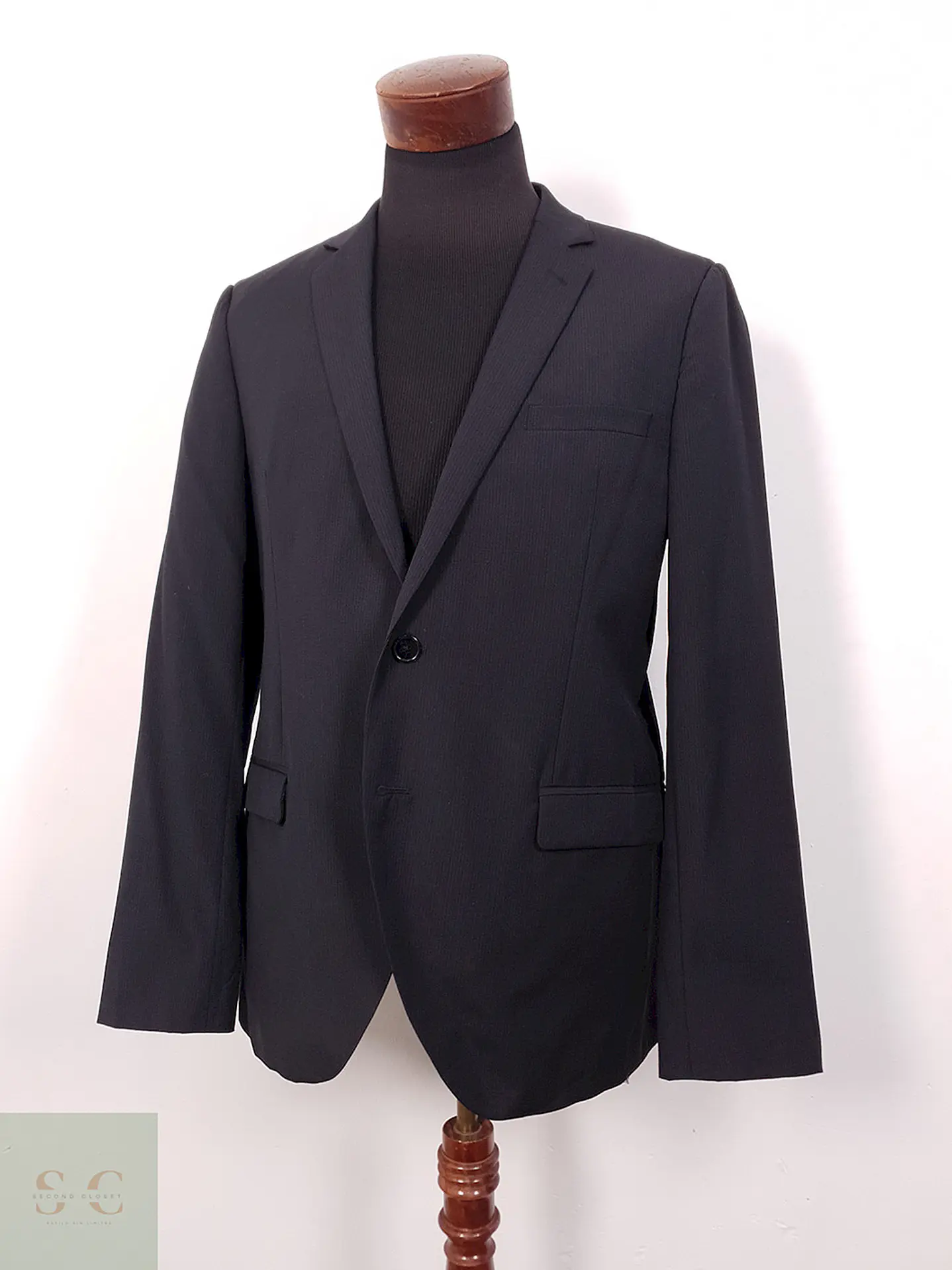 Blazer Sprit Negro Rayas Sutiles Mezcla Lana Virgen - Talla M 2